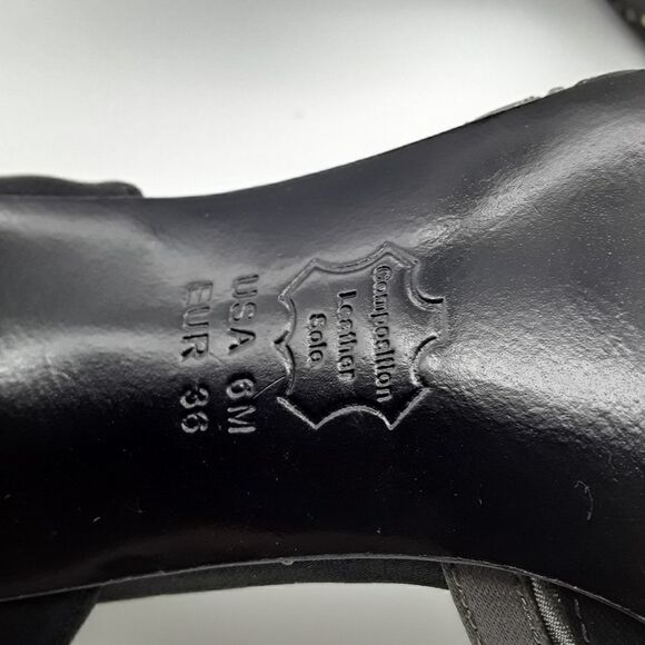 Adrianna Papell  Boutigue Gambit Black Satin Heeled Shoes Size 6M - Picture 9 of 10